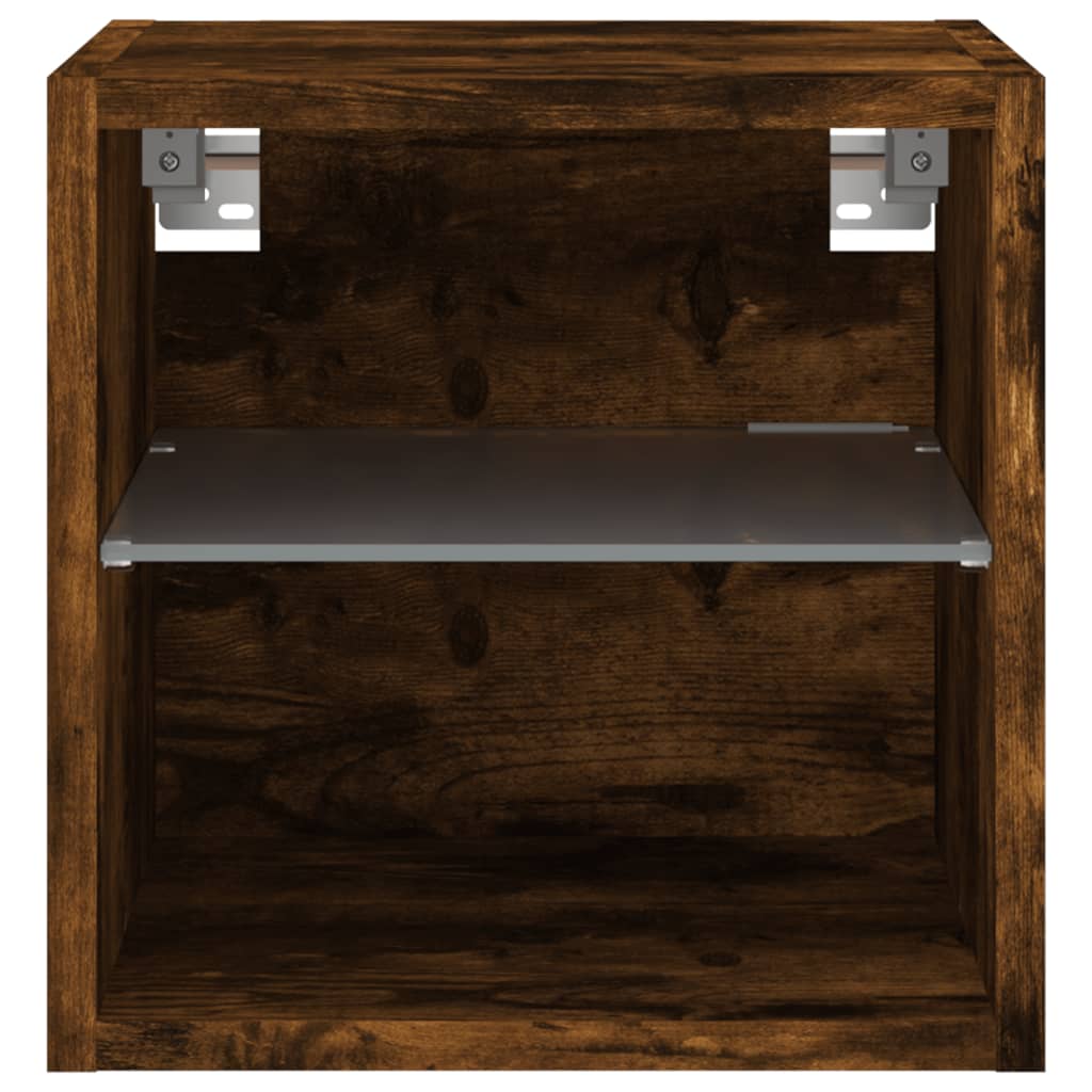 TV Wall Cabinet with LED Lights Smoked Oak 30x28.5x30 cm