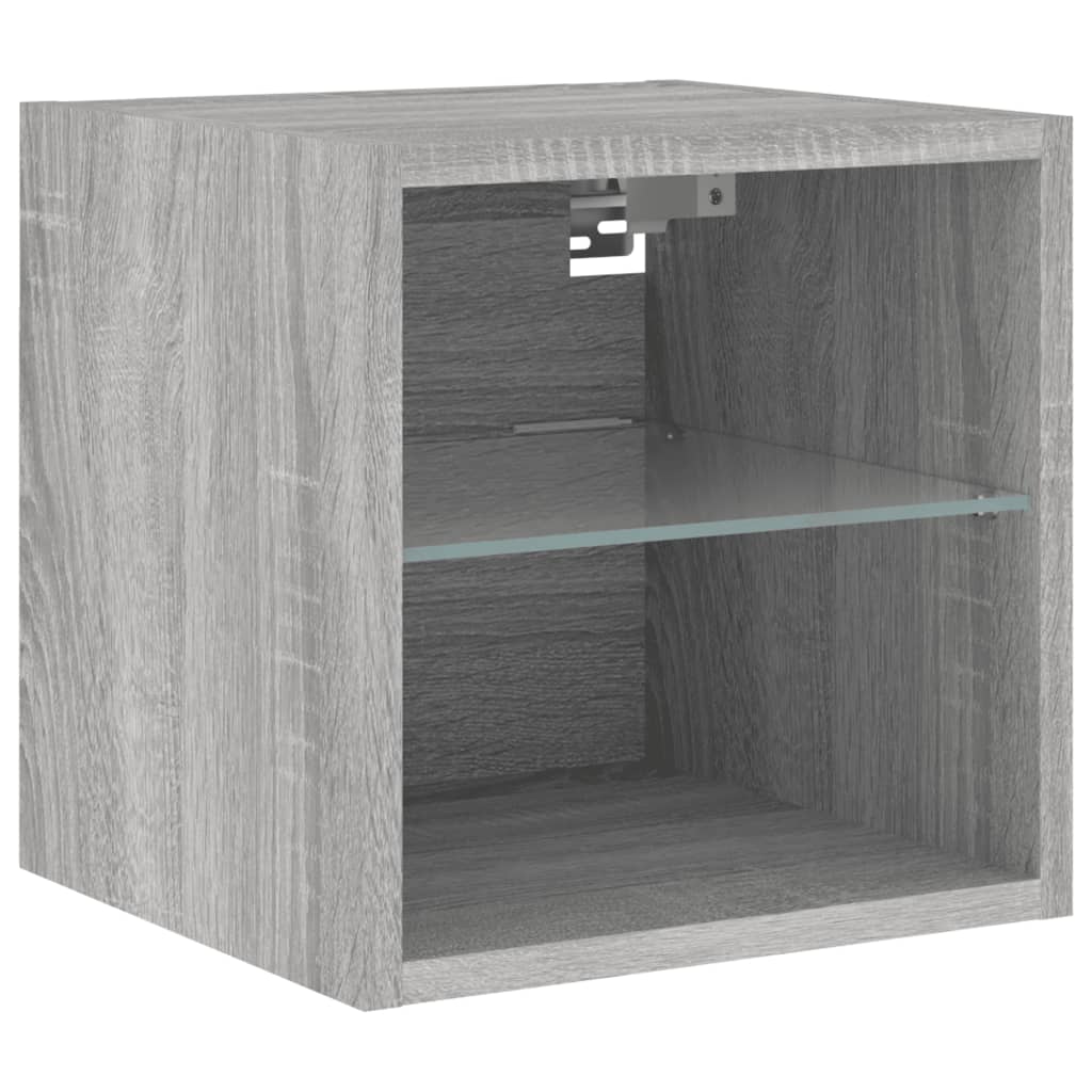 TV Wall Cabinets with LED Lights 2 pcs Grey Sonoma 30x28.5x30 cm