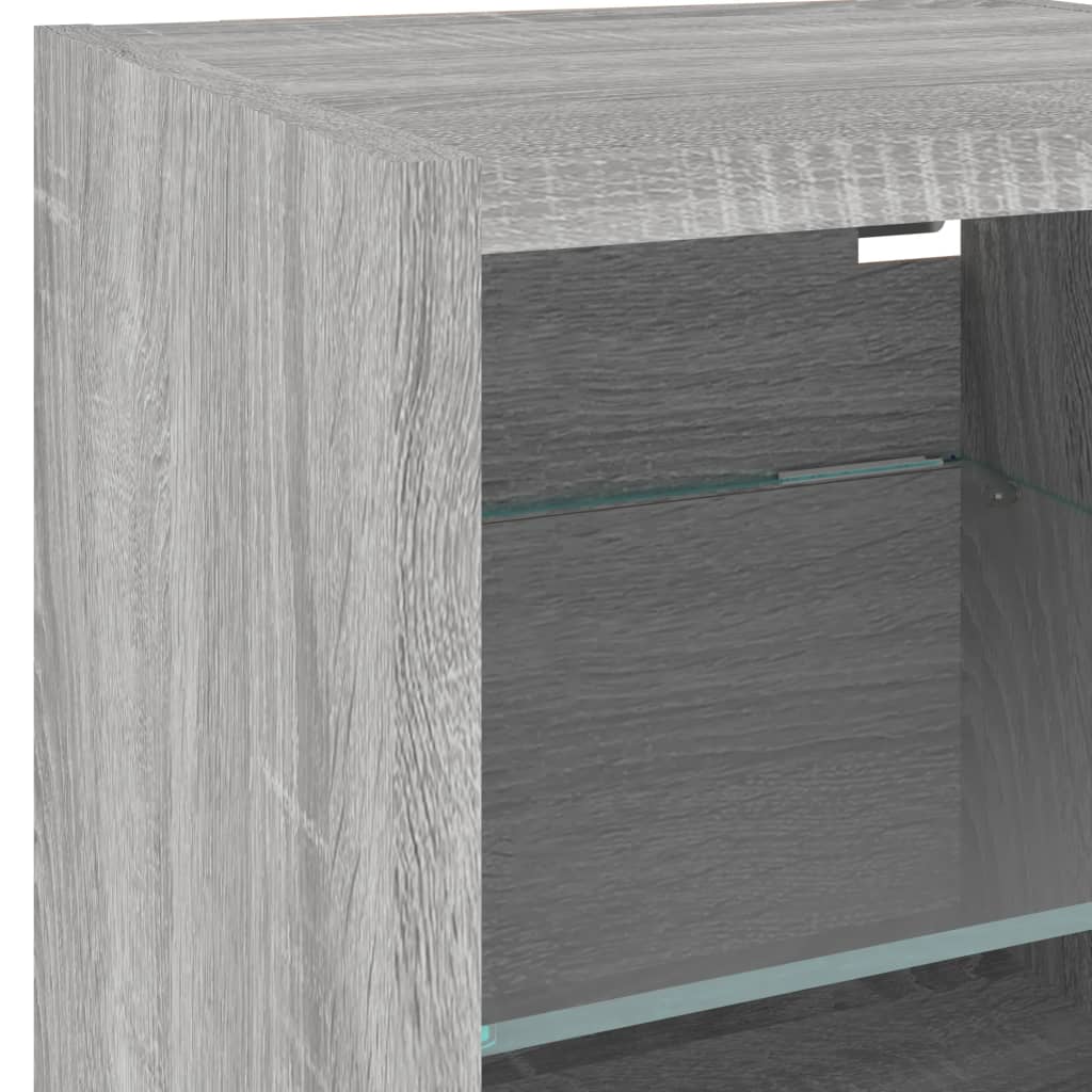 TV Wall Cabinets with LED Lights 2 pcs Grey Sonoma 30x28.5x30 cm