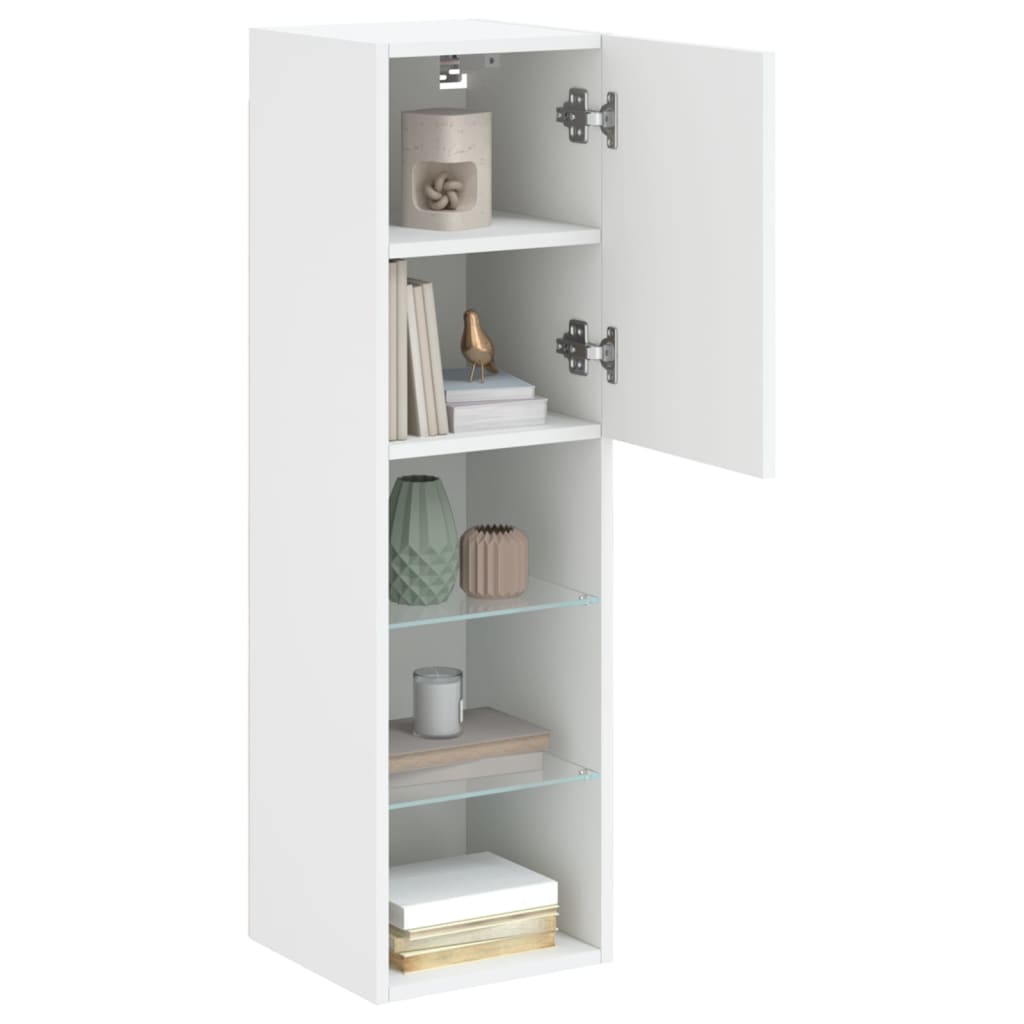TV Cabinet with LED Lights White 30.5x30x102 cm