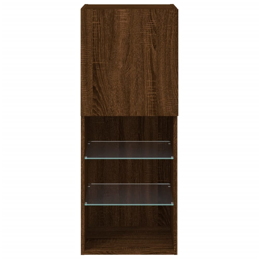 TV Cabinet with LED Lights Brown Oak 40.5x30x102 cm