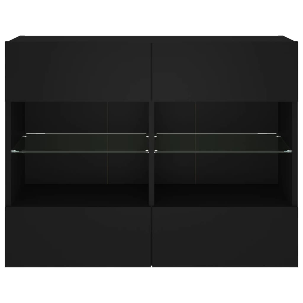 TV Wall Cabinet with LED Lights Black 78.5x30x60.5 cm