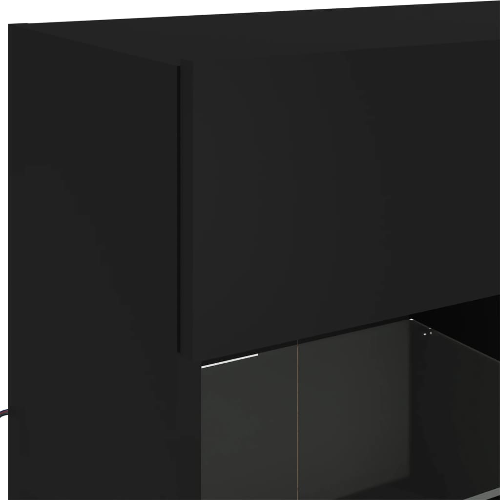 TV Wall Cabinet with LED Lights Black 78.5x30x60.5 cm
