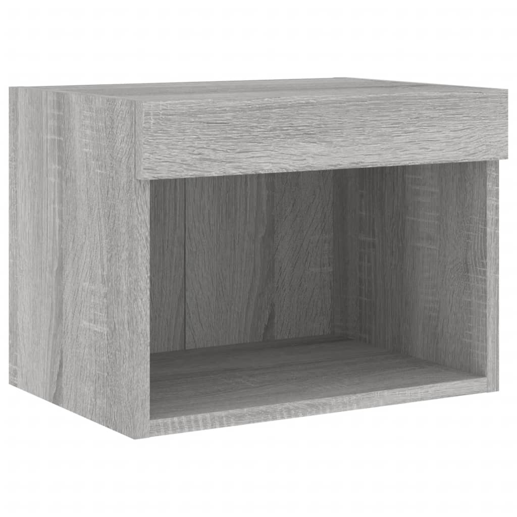 Bedside Cabinets with LED Lights Wall-mounted 2 pcs Grey Sonoma