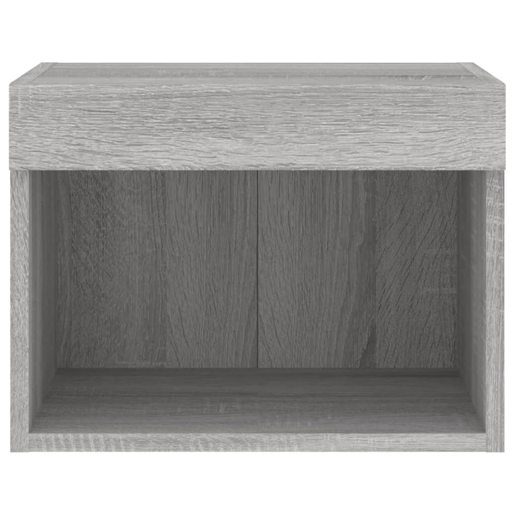 Bedside Cabinets with LED Lights Wall-mounted 2 pcs Grey Sonoma