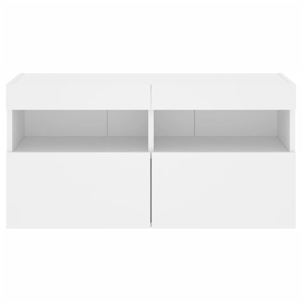TV Wall Cabinet with LED Lights White 80x30x40 cm