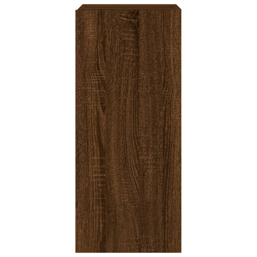 TV Wall Cabinet with LED Lights Brown Oak 30.5x35x70 cm