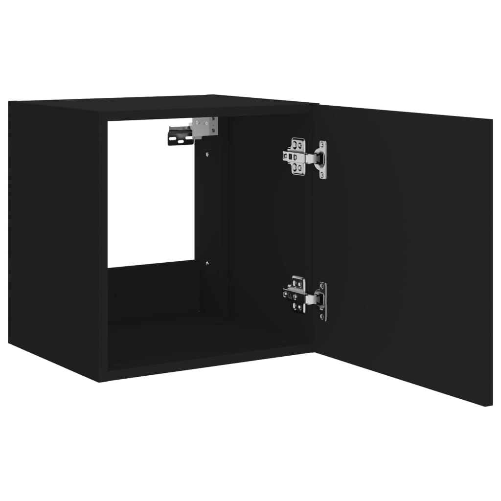 TV Wall Cabinets with LED Lights 2 pcs Black 40.5x35x40 cm