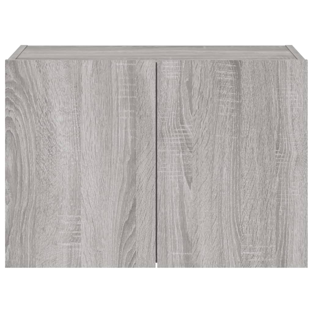 TV Wall Cabinet with LED Lights Grey Sonoma 60x35x41 cm