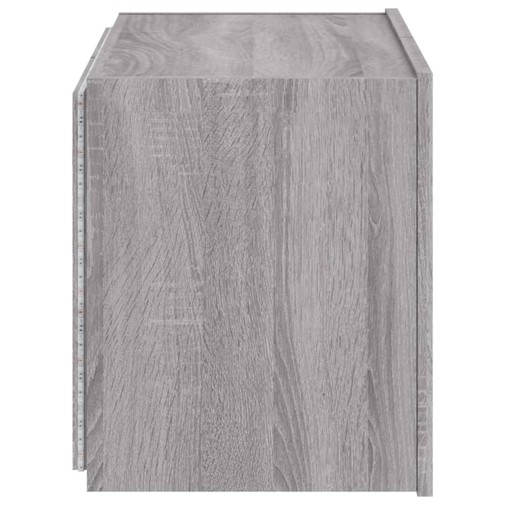 TV Wall Cabinet with LED Lights Grey Sonoma 60x35x41 cm