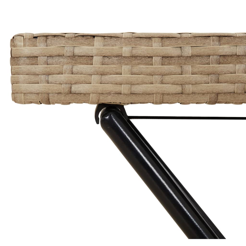 Folding Tray Table Beige 65x40x75 cm Poly Rattan