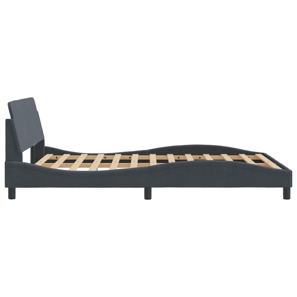 Bed Frame "Dover" Dark Grey 135x190 cm Double Velvet