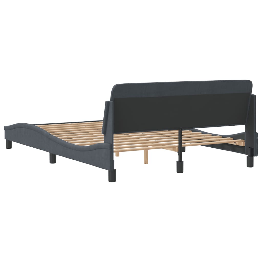 Bed Frame "Dover" Dark Grey 135x190 cm Double Velvet
