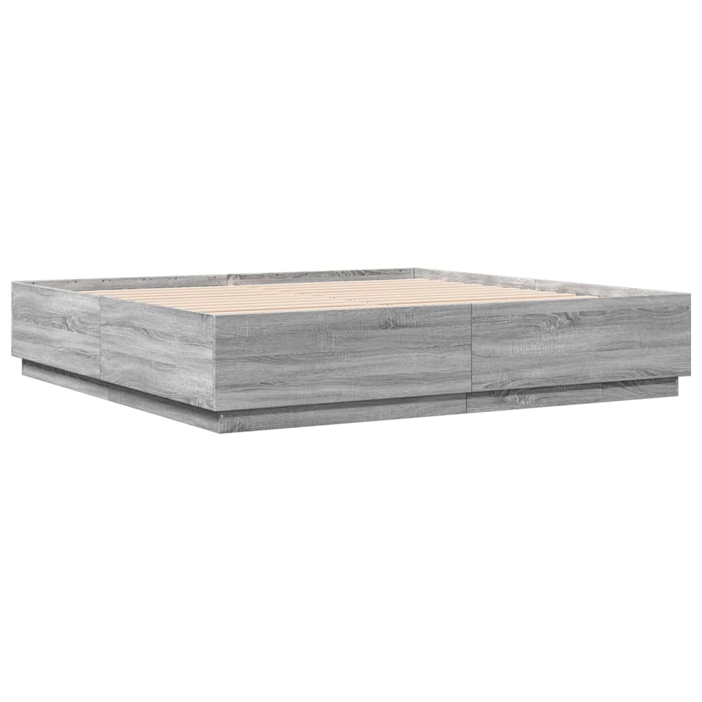 Bed Frame without Mattress Grey Sonoma 200x200 cm