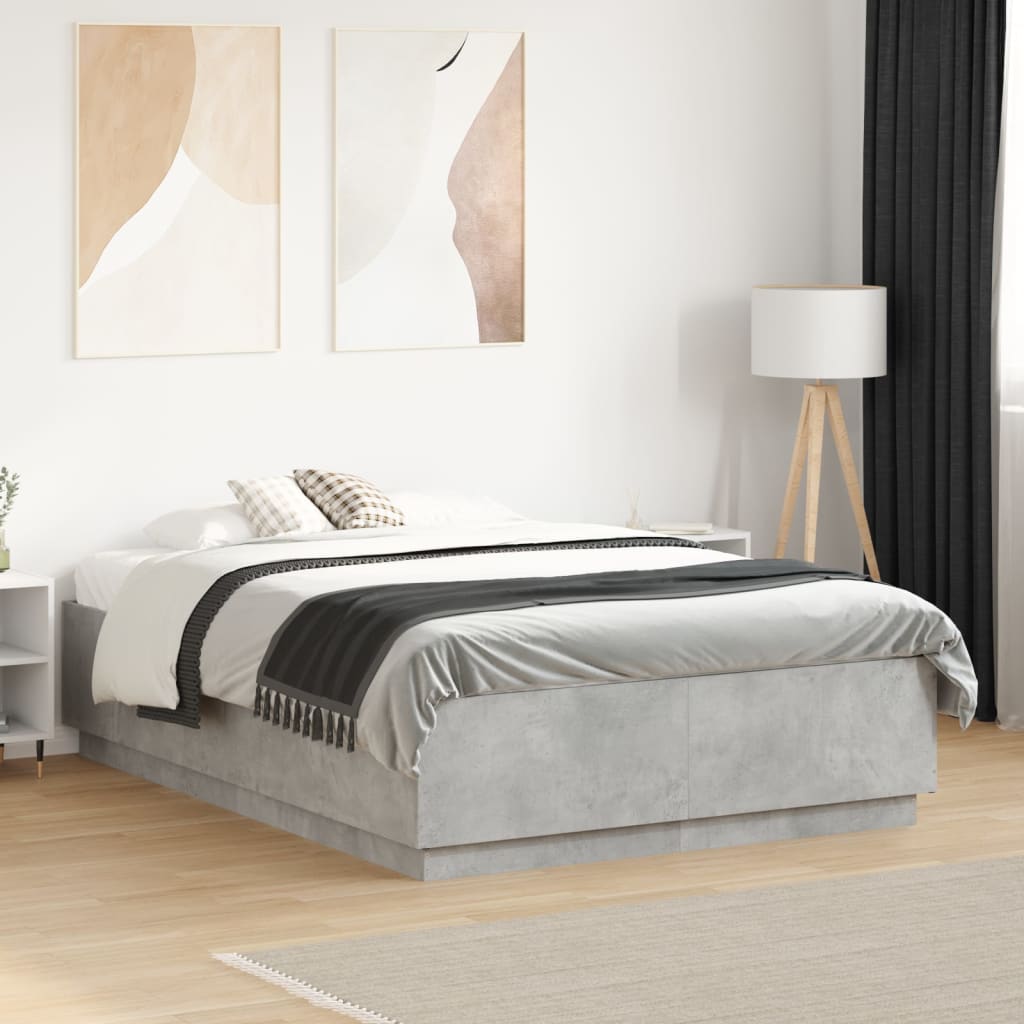 Bed Frame without Mattress Concrete Grey 140x190 cm