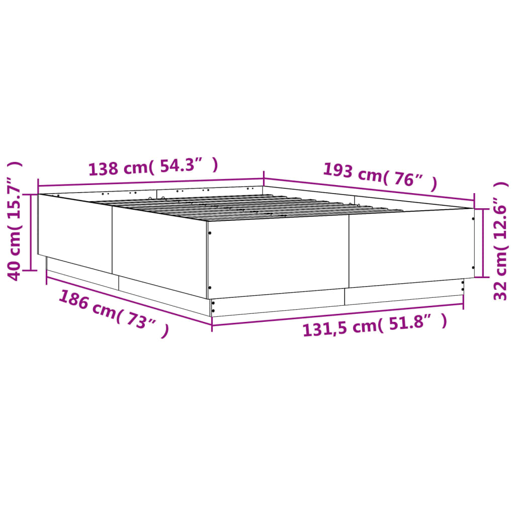 Bed Frame without Mattress White 135x190 cm Double