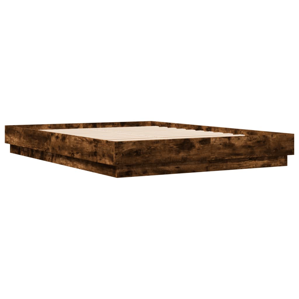 Bed Frame without Mattress Smoked Oak 140x200 cm