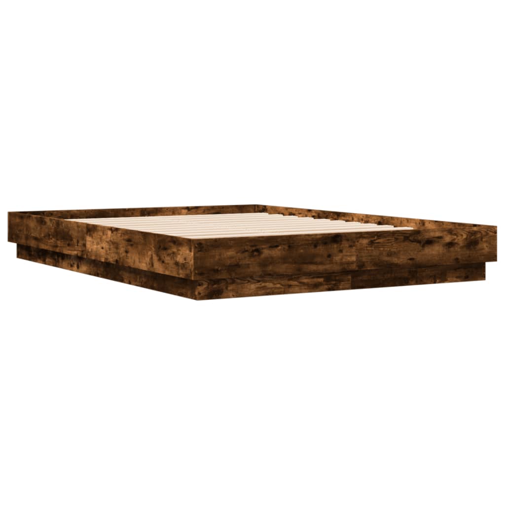 Bed Frame without Mattress Smoked Oak 140x200 cm