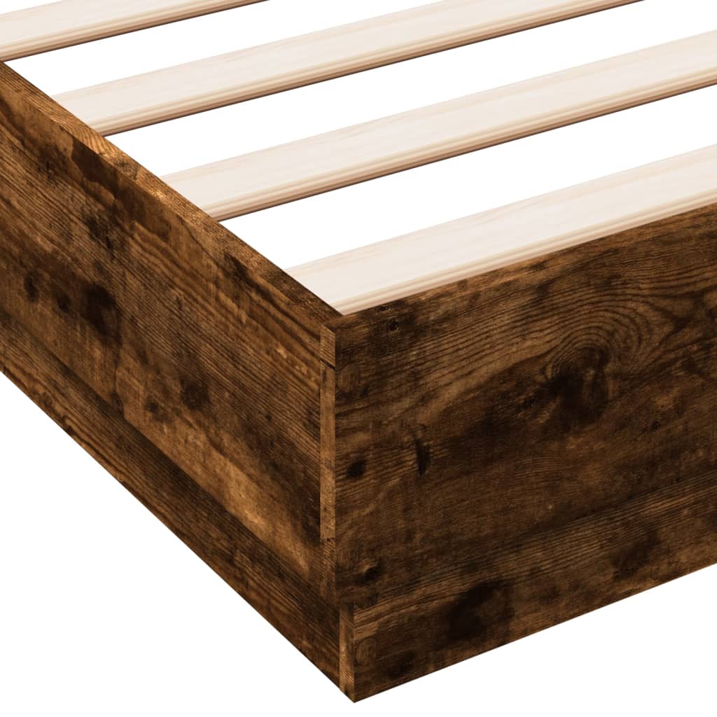 Bed Frame without Mattress Smoked Oak 140x200 cm