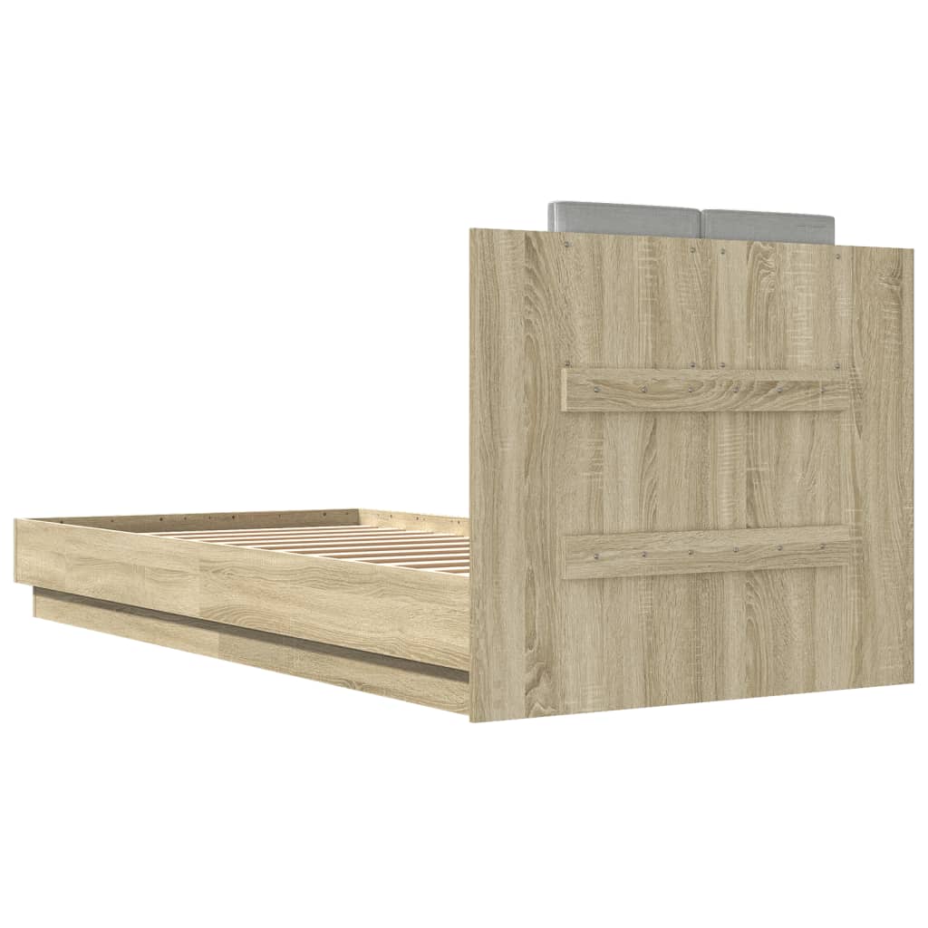 Bed Frame with LED without Mattress Sonoma Oak 100x200 cm