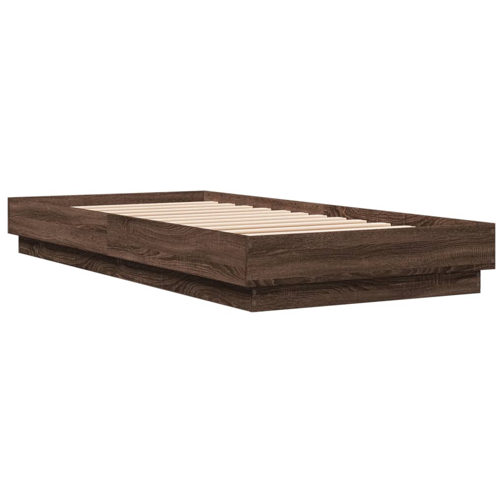 Bed Frame without Mattress Brown Oak 90x200 cm Engineered Wood