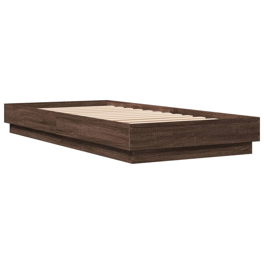 Bed Frame without Mattress Brown Oak 90x200 cm Engineered Wood