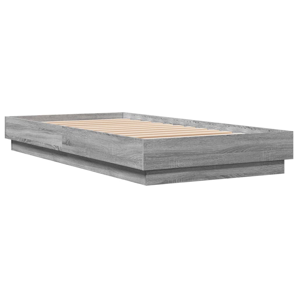 Bed Frame without Mattress Grey Sonoma 75x190 cm Small Single Engineered Wood