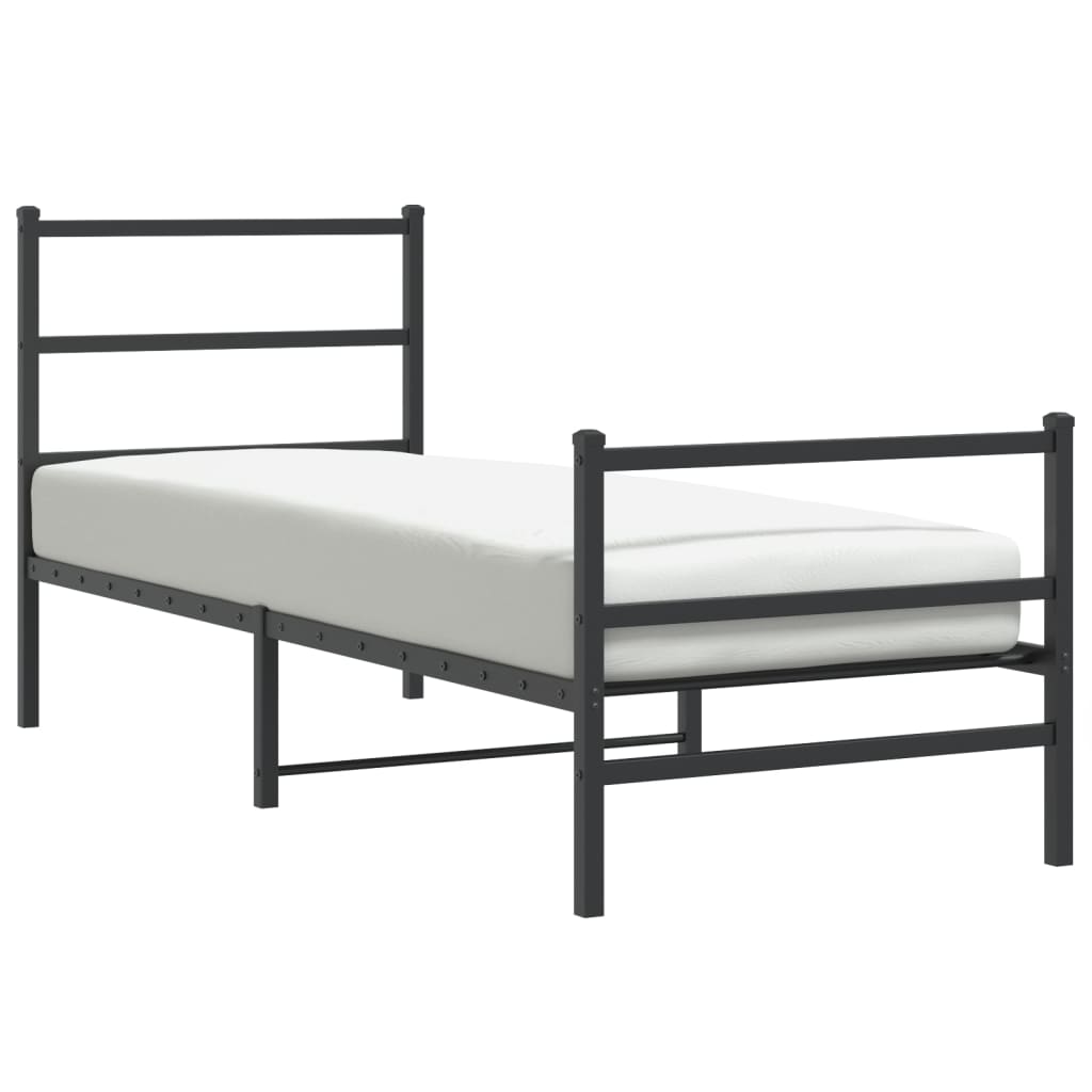 Metal Bed Frame without Mattress with Footboard Black 80x200cm