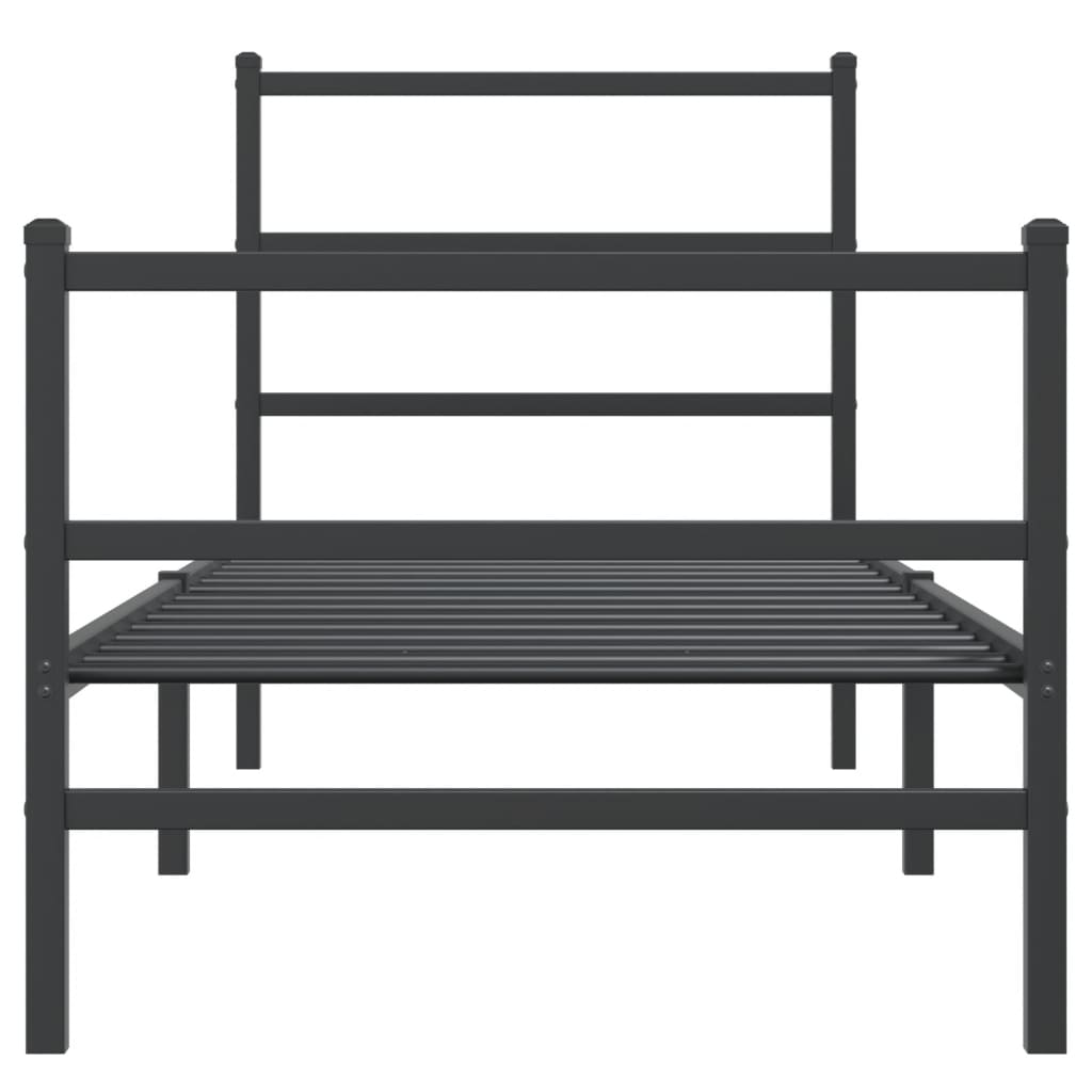 Metal Bed Frame without Mattress with Footboard Black 80x200cm