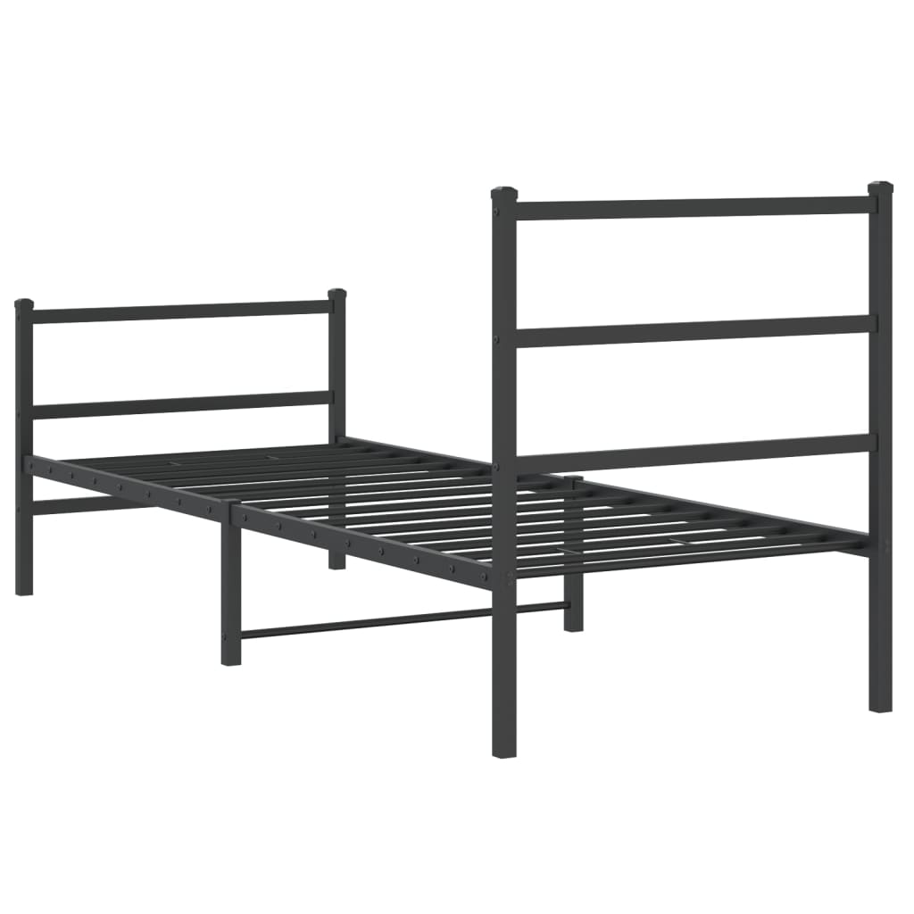 Metal Bed Frame without Mattress with Footboard Black 80x200cm