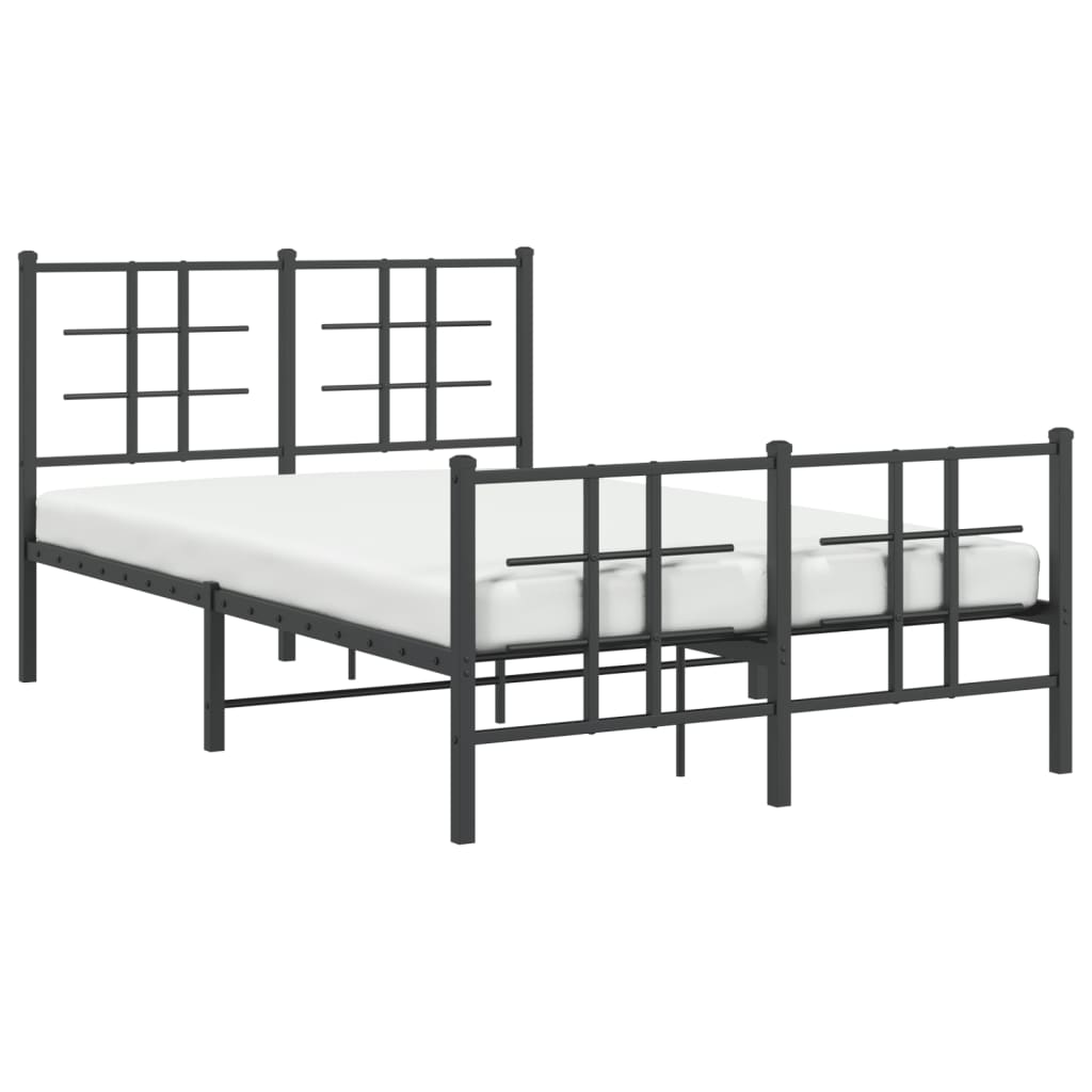 Metal Bed Frame without Mattress with Footboard Black 120x190cm