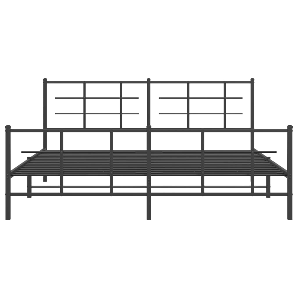 Metal Bed Frame without Mattress with Footboard Black 183x213cm