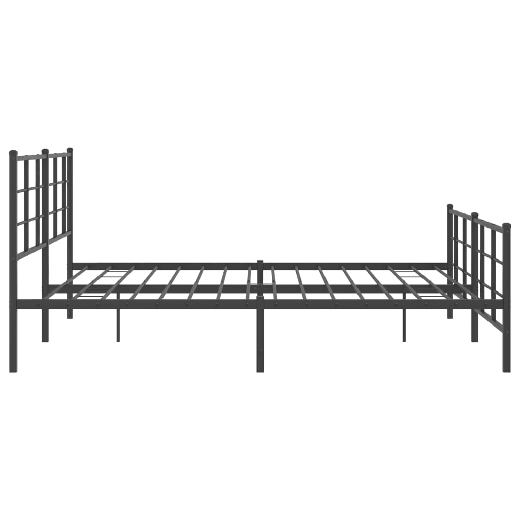 Metal Bed Frame without Mattress with Footboard Black 183x213cm