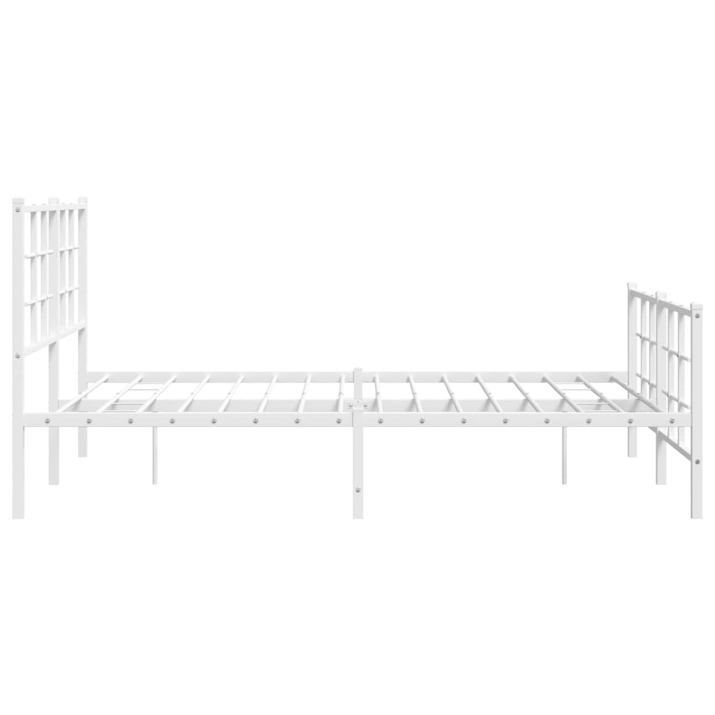 Metal Bed Frame without Mattress with Footboard White 135x190cm