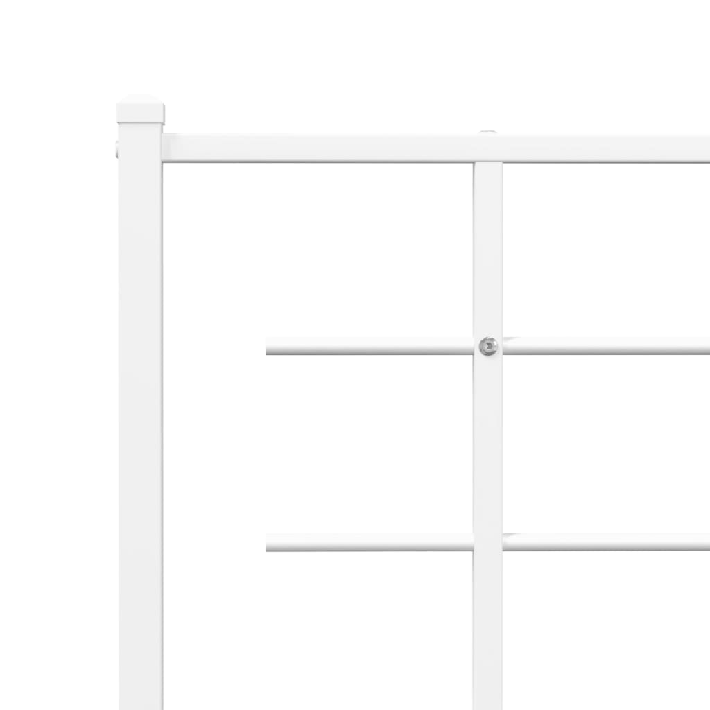 Metal Bed Frame without Mattress with Footboard White 135x190cm