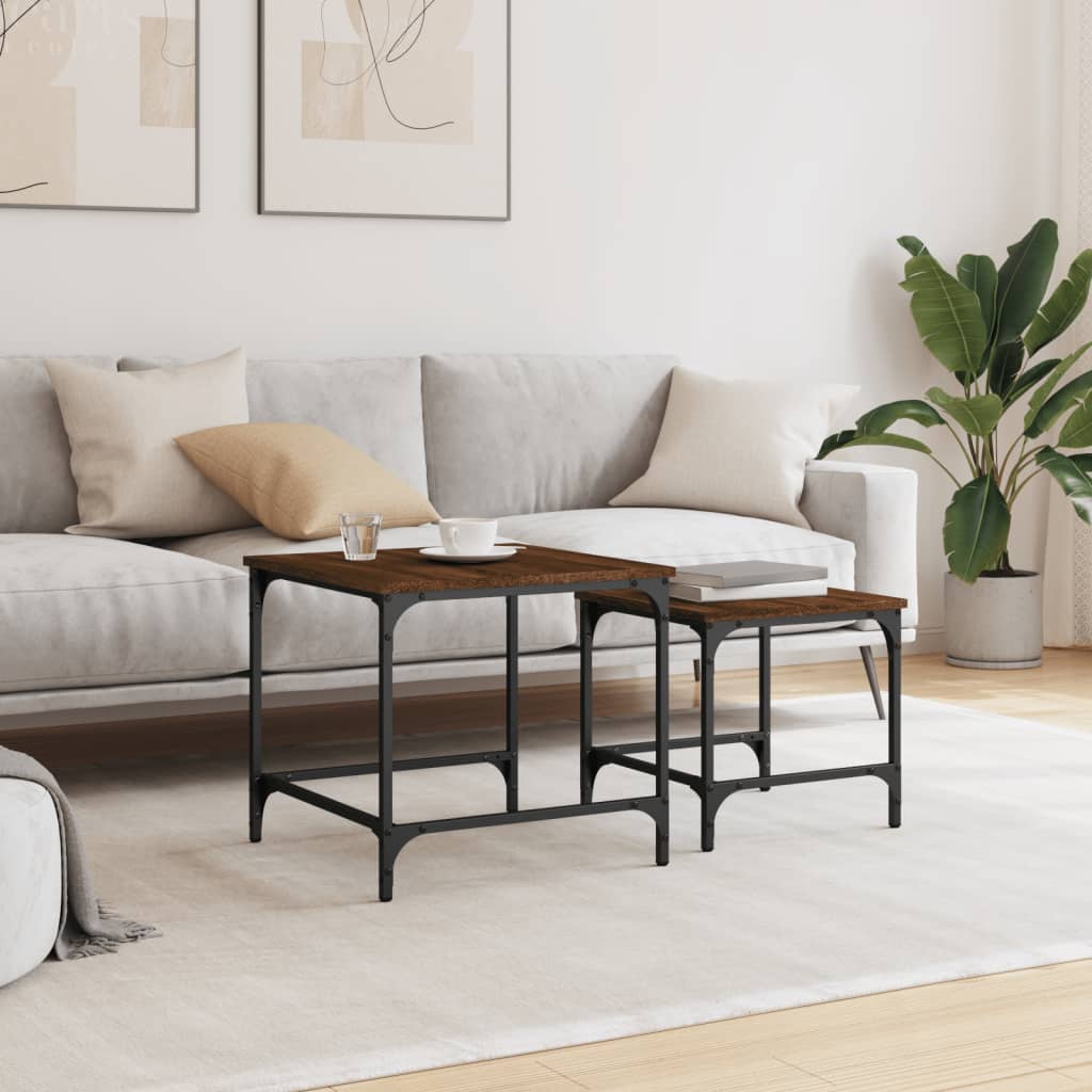 Nesting Coffee Tables 2 pcs Brown Oak Engineered Wood