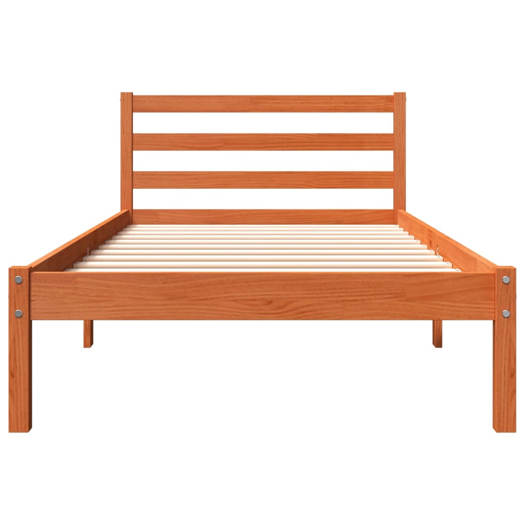 Bed Frame without Mattress Wax Brown 75x190 cm Small Single Solid Wood Pine