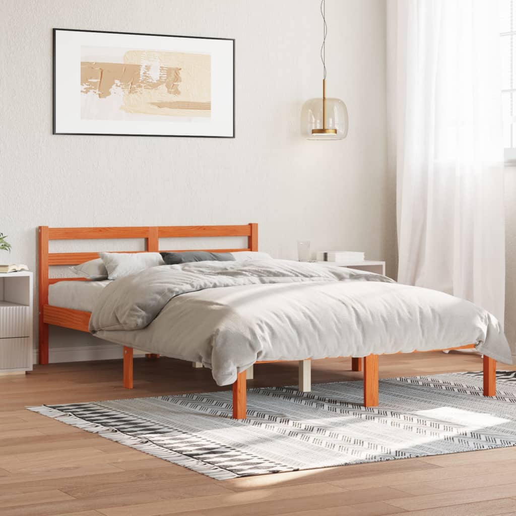Bed Frame without Mattress Wax Brown 120x200 cm Solid Wood Pine