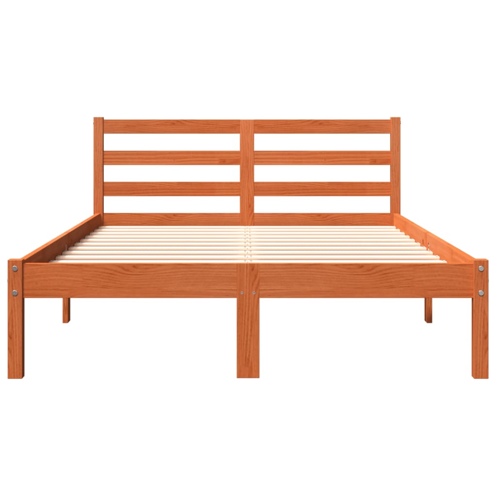 Bed Frame without Mattress Wax Brown 120x200 cm Solid Wood Pine