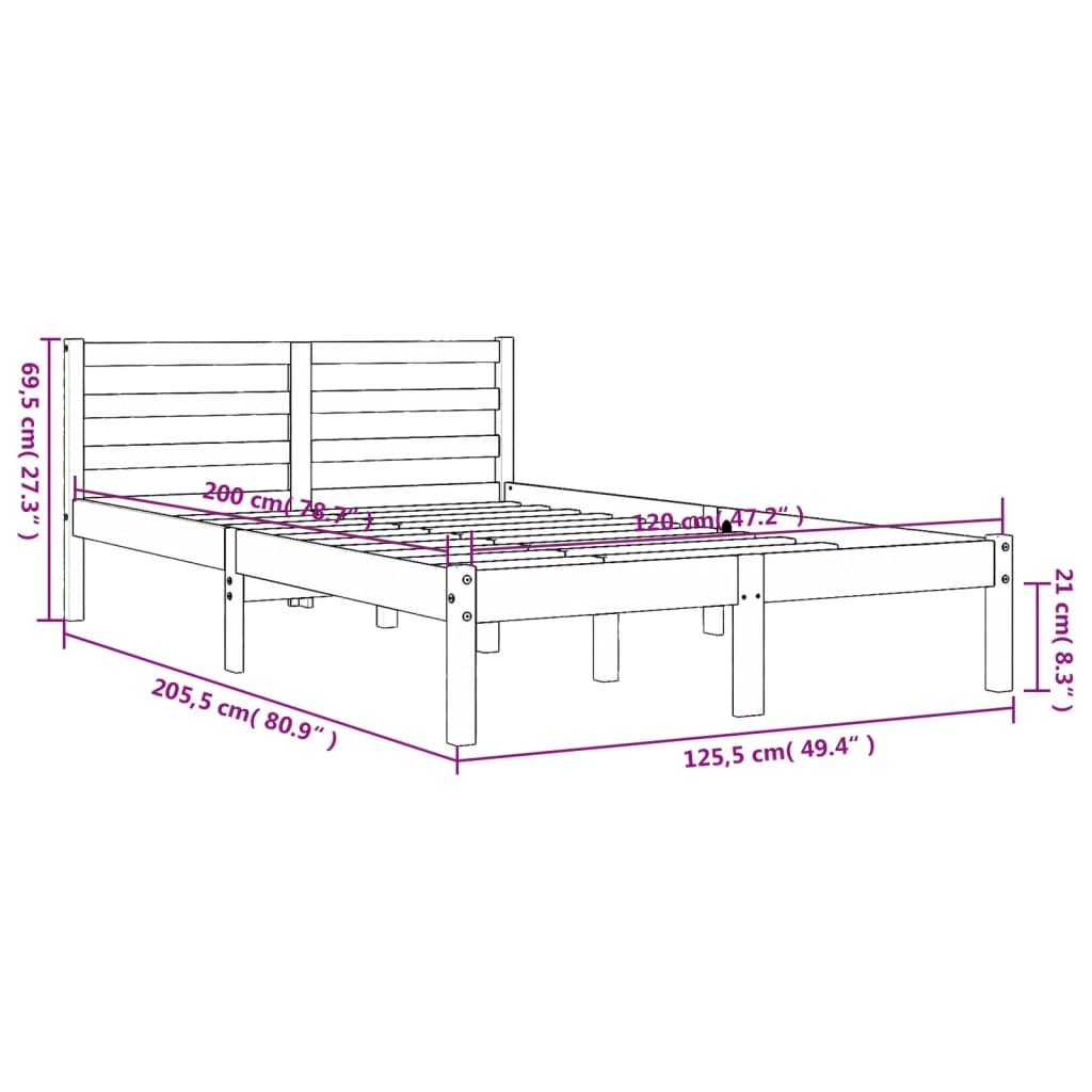 Bed Frame without Mattress Wax Brown 120x200 cm Solid Wood Pine