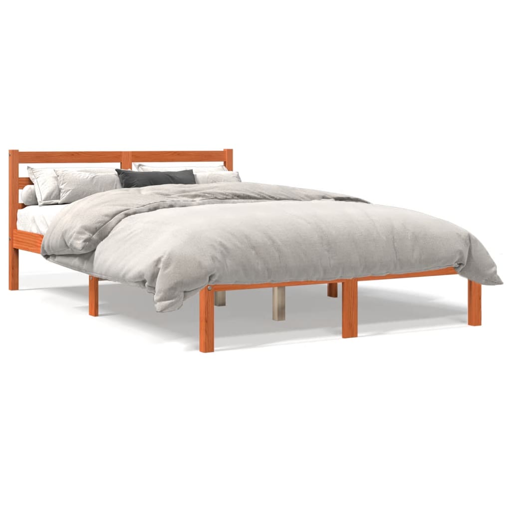 Bed Frame without Mattress Wax Brown 120x200 cm Solid Wood Pine