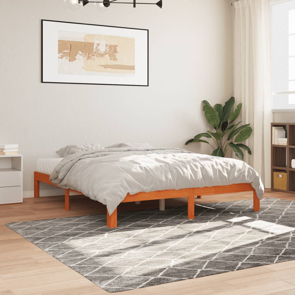 Bed Frame without Mattress Wax Brown 180x200 cm Super King Solid Wood Pine