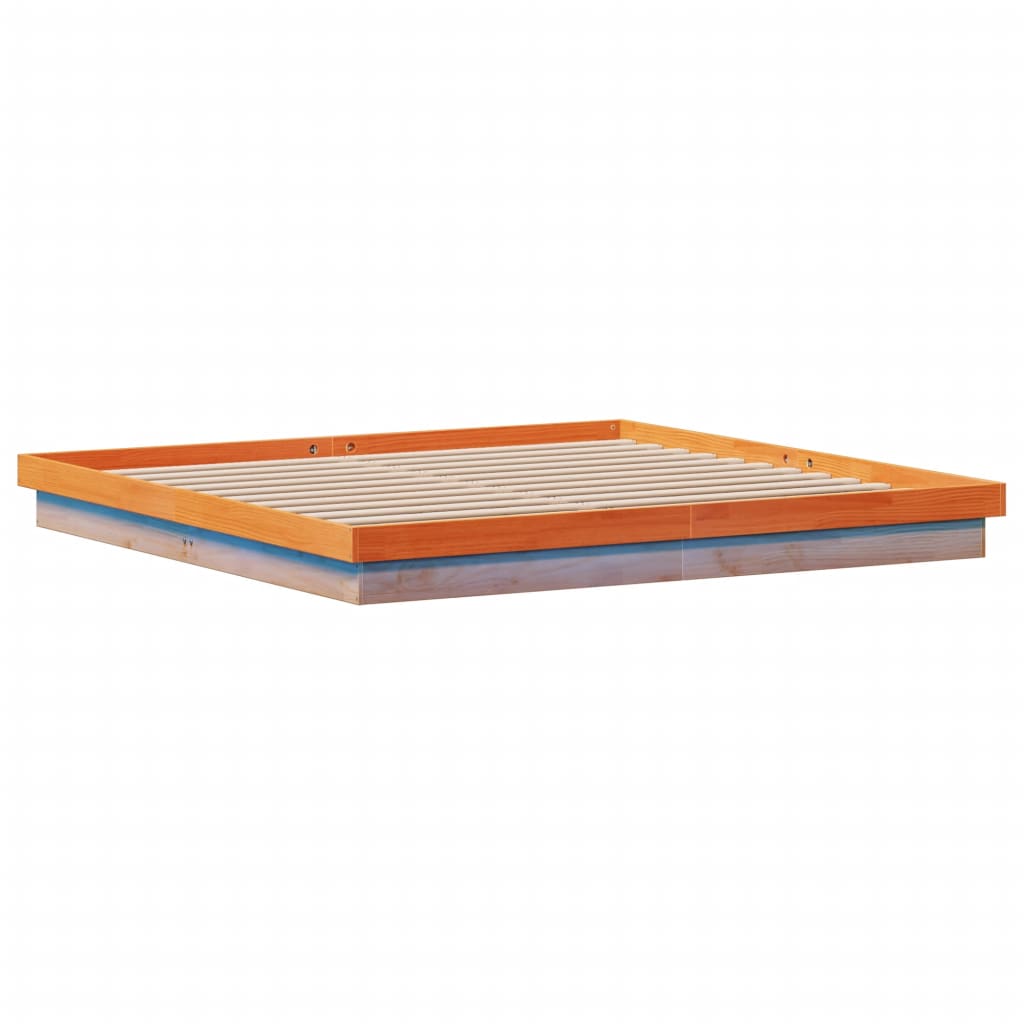 LED Bed Frame without Mattress Wax Brown 180x200 cm Super King Solid Wood