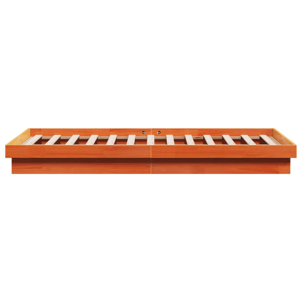 LED Bed Frame without Mattress Wax Brown 200x200 cm Solid Wood