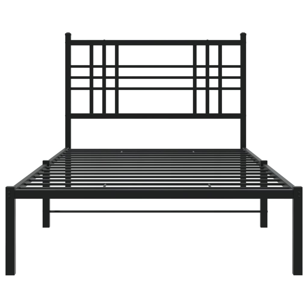 Metal Bed Frame without Mattress with Headboard Black 90x190cm