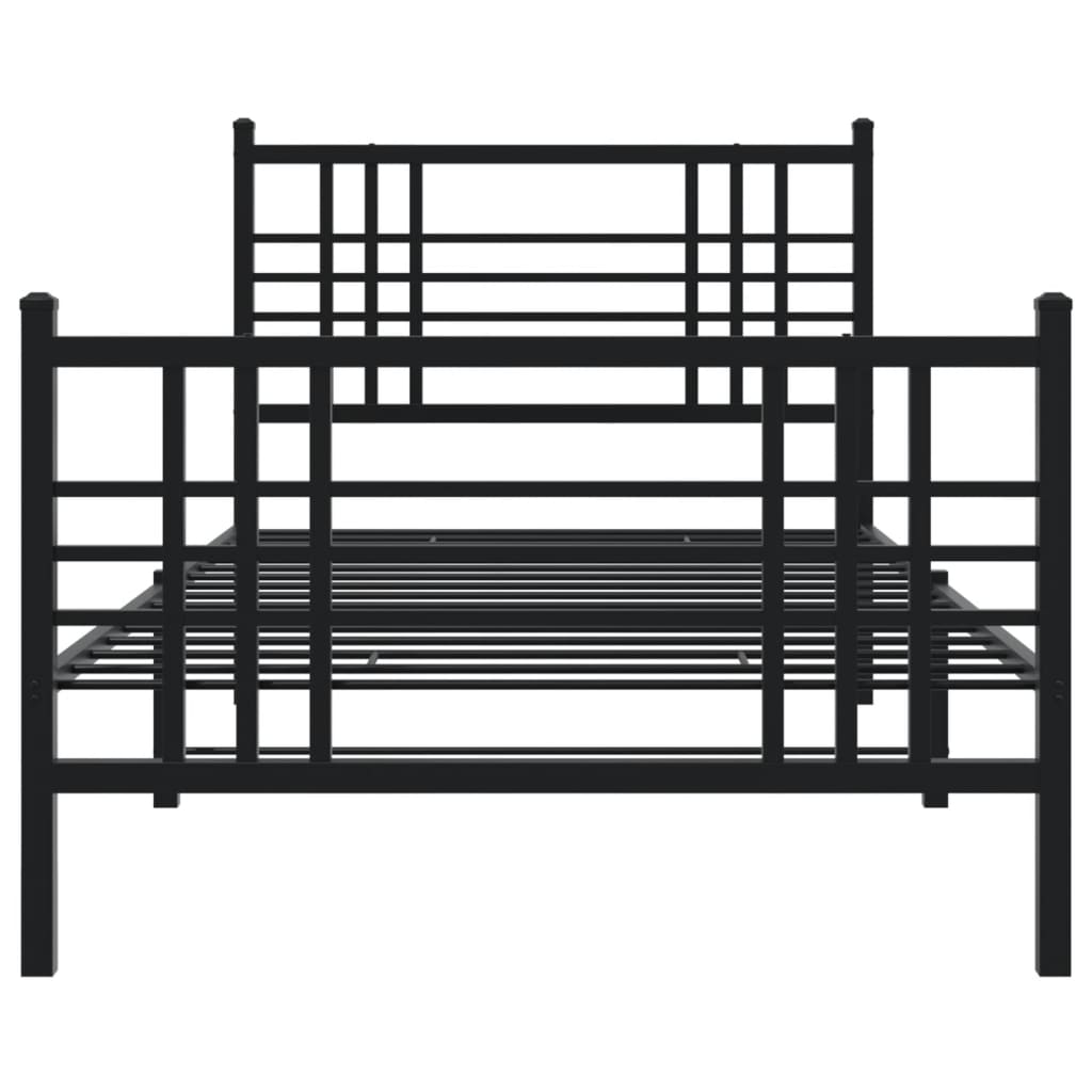 Metal Bed Frame without Mattress with Footboard Black 100x190cm