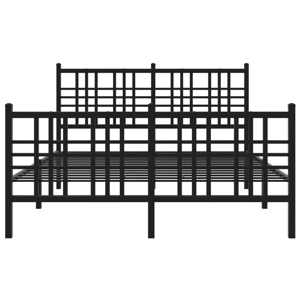 Metal Bed Frame without Mattress with Footboard Black 120x200cm