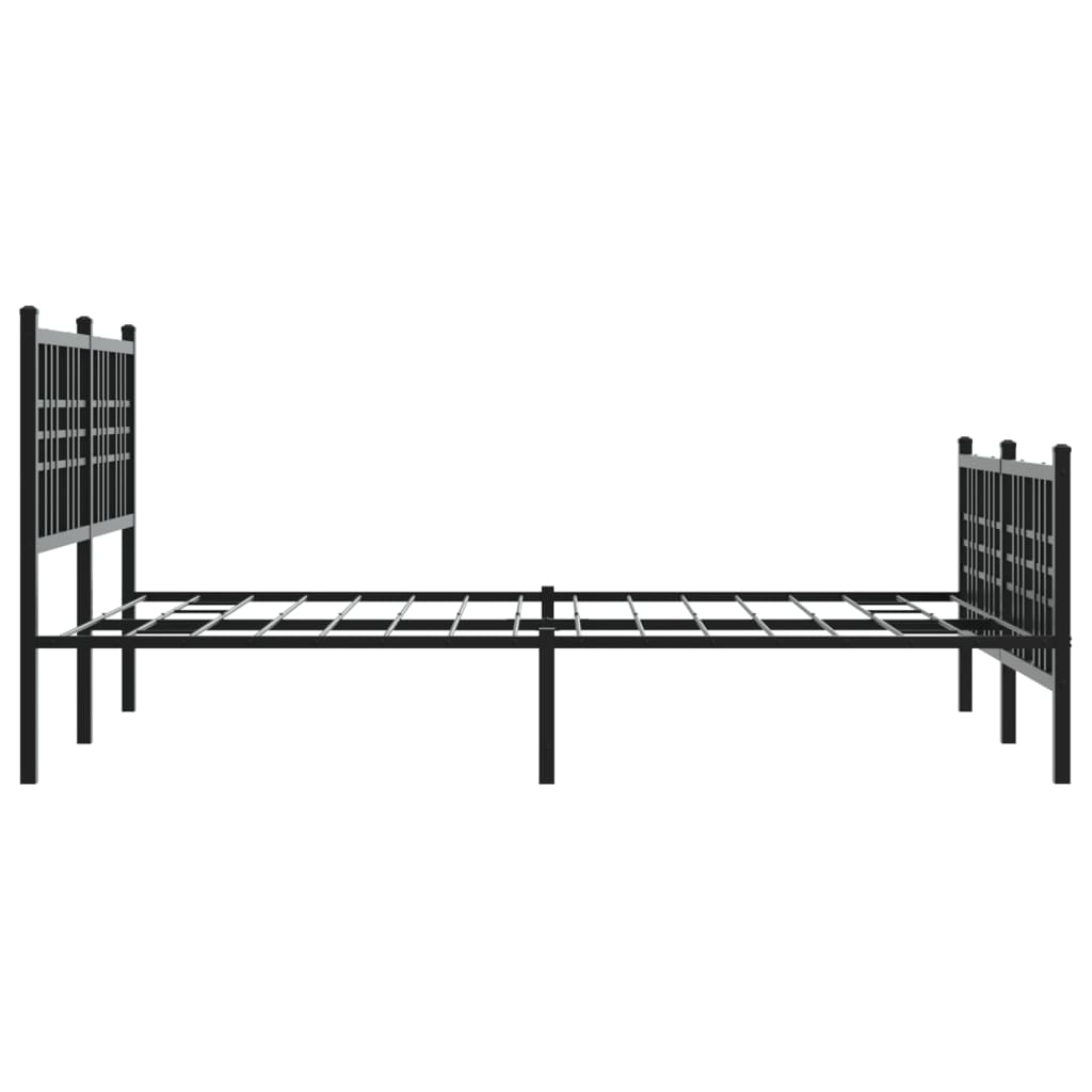 Metal Bed Frame without Mattress with Footboard Black 140x190cm