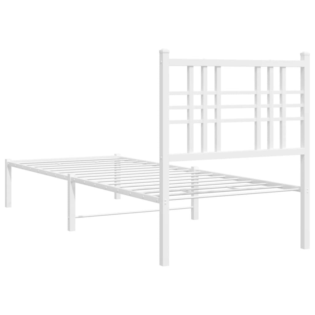 Metal Bed Frame without Mattress with Headboard White 80x200cm