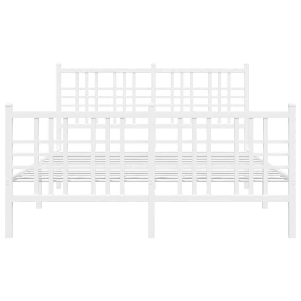Metal Bed Frame without Mattress with Footboard White 120x200cm